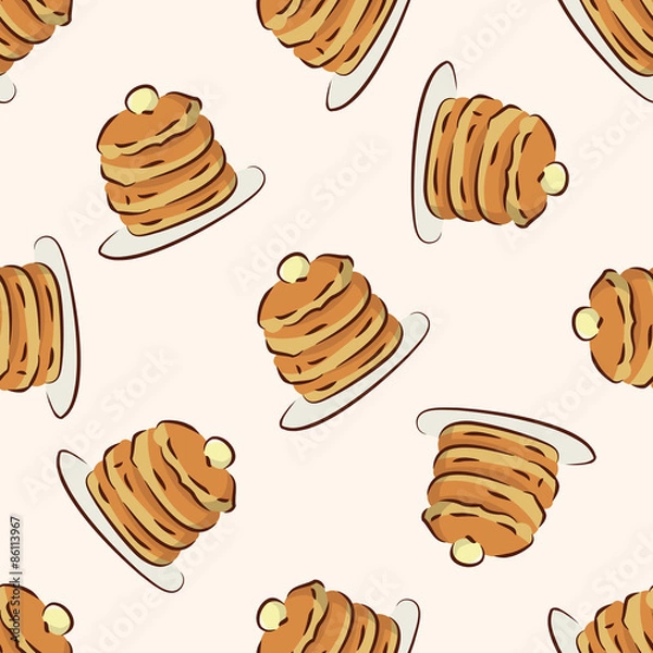 Obraz fast food pancake icon,10,seamless pattern