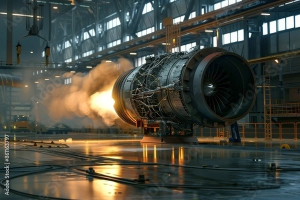Obraz Jet Engine Test in Industrial Setting