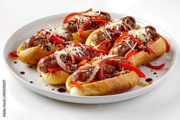 Obraz Nutty Parmesan Charred Pepper and Sausage Hero Sandwich