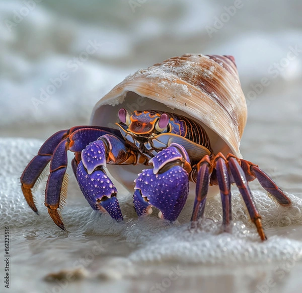 Obraz white background hermit crab illustration