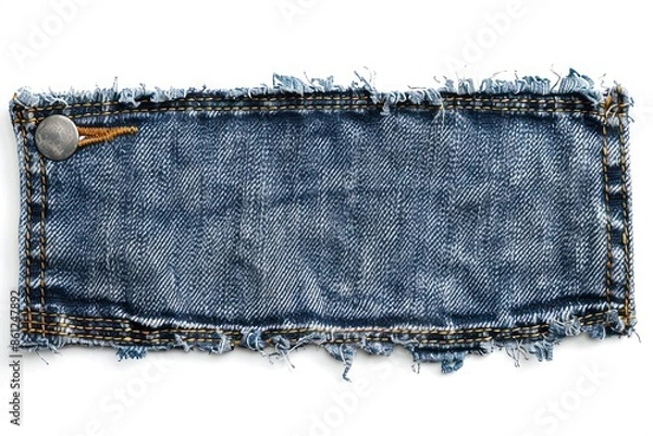 Fototapeta Denim patch, the patch label on a white background