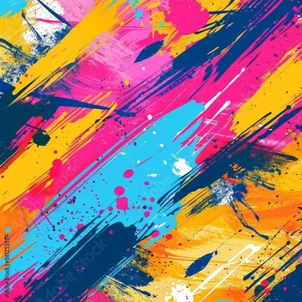 Fototapeta Colorful Abstract Pop Art Style Brush Stroke Pattern
