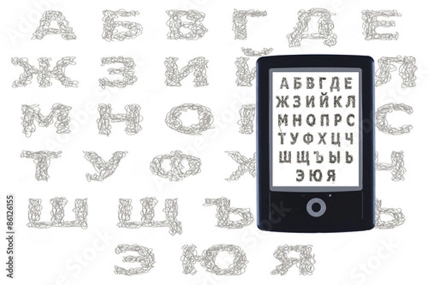 Fototapeta ebook reader Cyrillic script