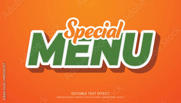 Fototapeta food text effect editable 3d text style template for business logo and fast food brand