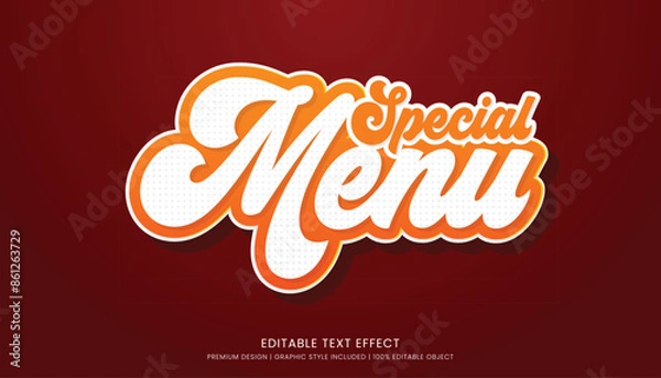 Fototapeta food text effect editable 3d text style template for business logo and fast food brand