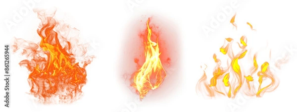Fototapeta Fire burn png element set on transparent background