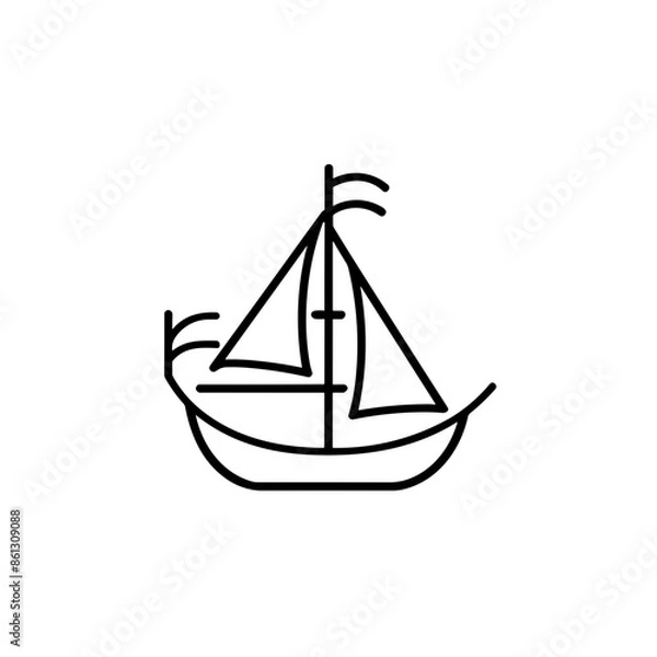 Fototapeta Simple pirate boat isolated icon.
