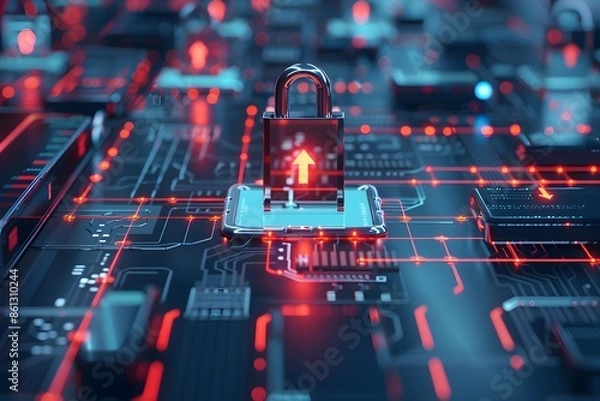 Fototapeta Image illustrating robust data protection measures including encryption protocols, safeguarding sensitive information in digital environments.