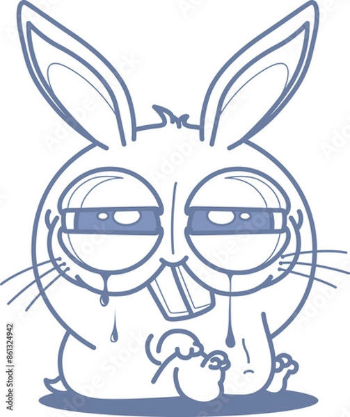 Obraz Cute cartoon rabbit is crying