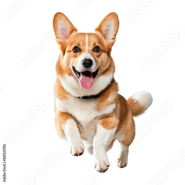Fototapeta Corgi dog jumping , isolate on white background