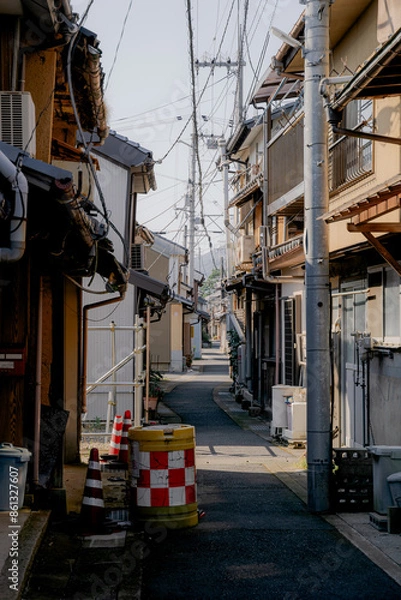 Fototapeta Amazing view of Japanese Houses at small roadway or Alley in Maizuru, Kyoto, Japan