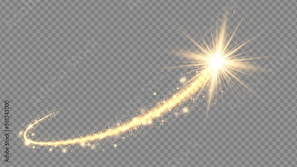 Fototapeta Light glow effect stars bursts with sparkles isolated on transparent background. Stock royalty free vector illustration. PNG	