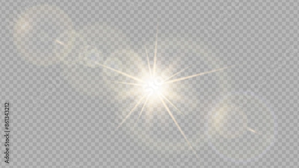 Fototapeta Vector transparent sunlight special lens flare light effect. Stock royalty free vector illustration. PNG	
