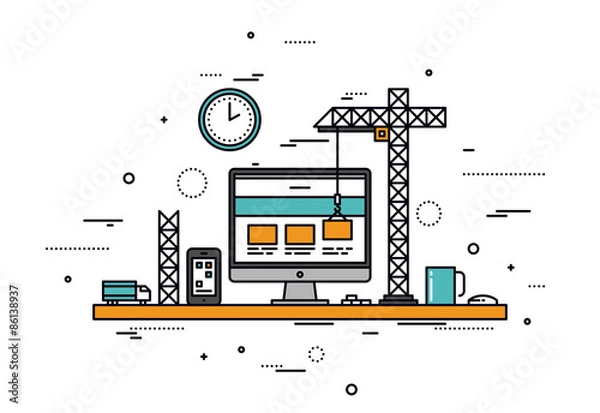 Obraz Ilustracja styl linii budowy witryny