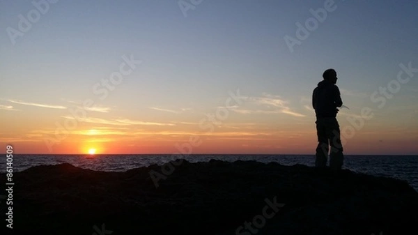 Obraz Fishing at sunset