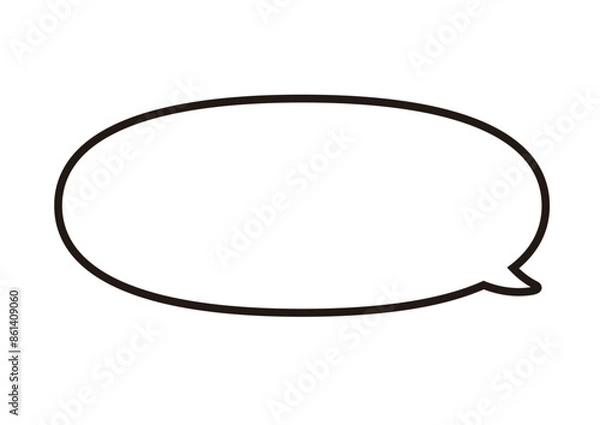 Fototapeta ベクターデータは線幅の太さが変更できる。右斜め下向きの横に長い楕円形の吹き出し。