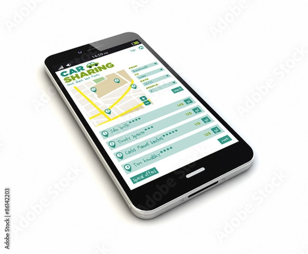 Obraz smartphone online car sharing render