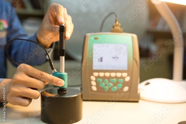 Obraz Calibration digital hardness tester with stand block