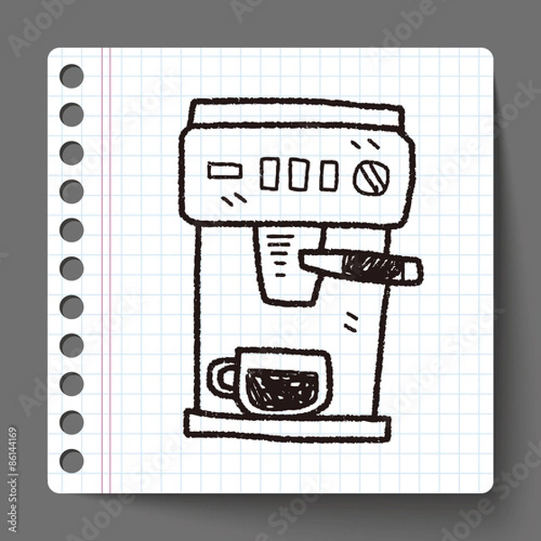 Fototapeta coffee machine doodle