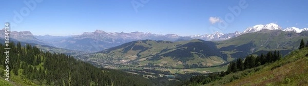 Fototapeta Panorama vu de l'Alpette à Megève en été
