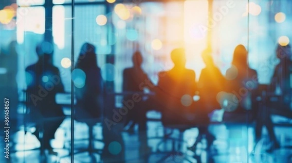 Fototapeta Business office meeting blurred effect background illustration generated by ai