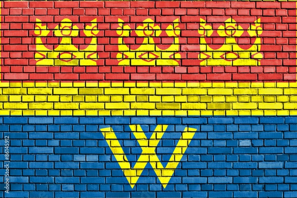 Fototapeta flag of Vyborg painted on brick wall