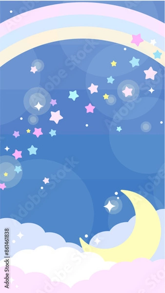 Obraz 虹と天の川のポップな縦型背景素材