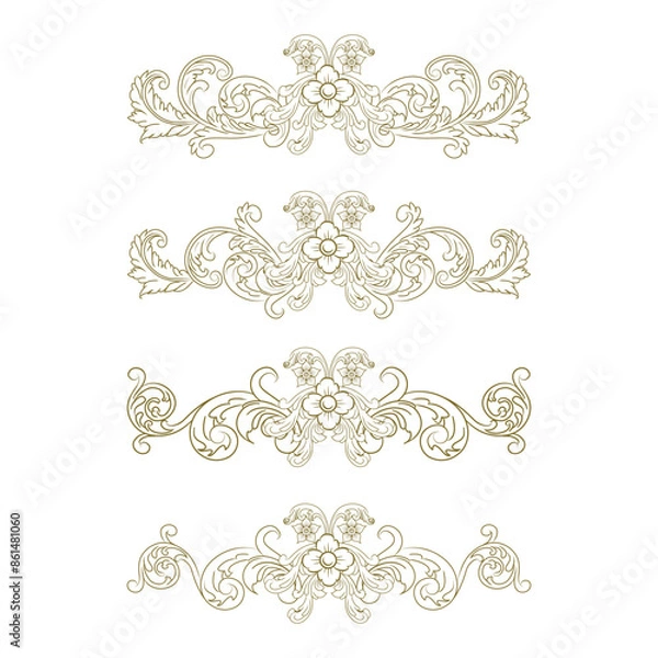 Fototapeta Classic Vitage Wedding Ornaments Frames Separator Elements Classic Vintage Wedding Invitation Hand Drawn Ornate the Calligraphy Poster Victorian Style