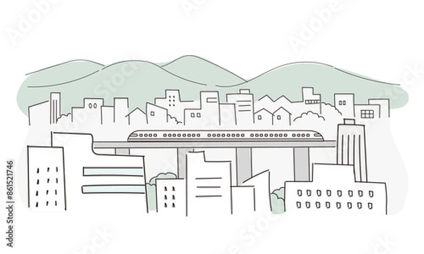 Fototapeta 街並み、風景のイラスト