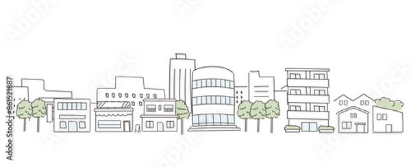 Fototapeta 街並み、風景のイラスト