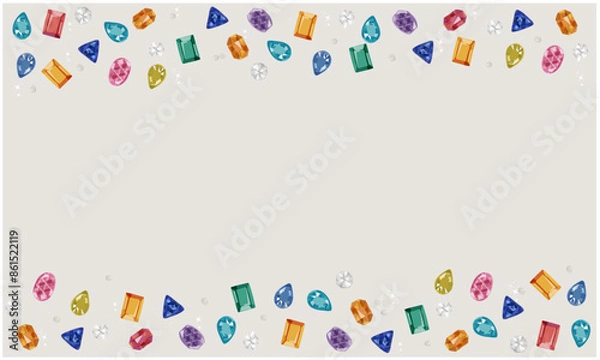 Obraz カラフルな宝石の飾り枠のイラスト