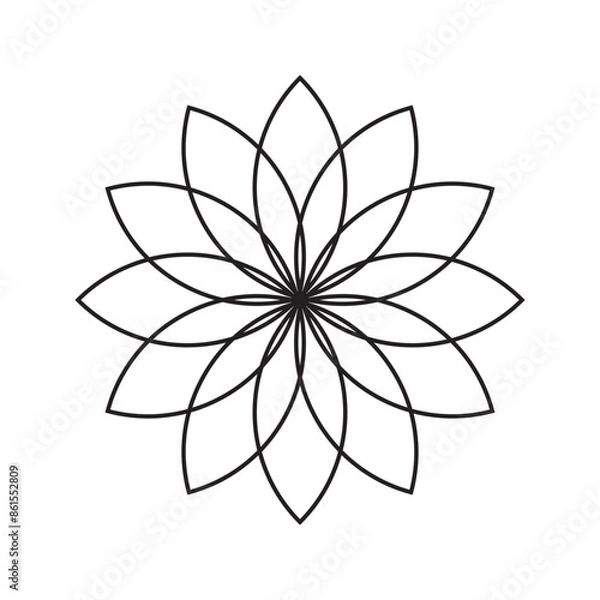 Obraz Flower shape line flat icon.
