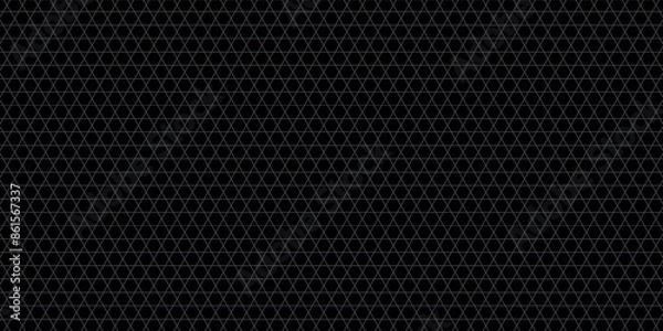 Obraz Dark gray abstract wide horizontal banner with hexagon carbon fiber grid and orange glowing lines. Orange neon lines vector background, eps10.