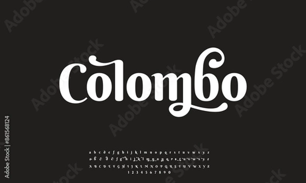 Obraz Colombo Elegant Font Uppercase Lowercase and Number. Classic Lettering Minimal Fashion Designs. Typography modern sans serif fonts regular decorative vintage concept. vector illustration