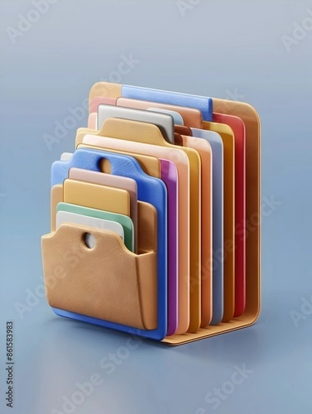 Fototapeta Detailed 3D Folder Icon for Organized Multimedia File Management and Project Planning Workspace