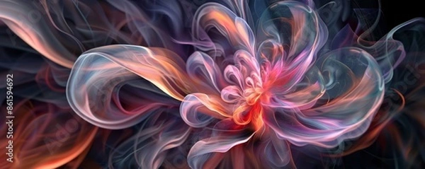 Fototapeta Closeup of an abstract flower with vibrant colors and flowing shapes