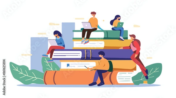 Obraz Students Spend Time in Library or Prepare for Grammar