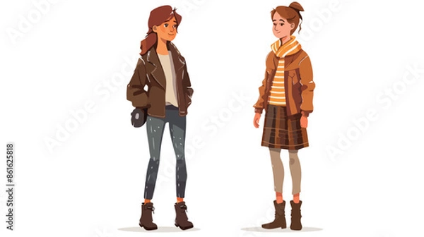 Obraz Stylish Woman Wearing Suede or Leather Jacket Long 