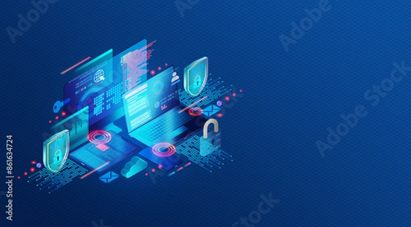 Obraz Web Application Security Concept - WAS - 3D Illustration