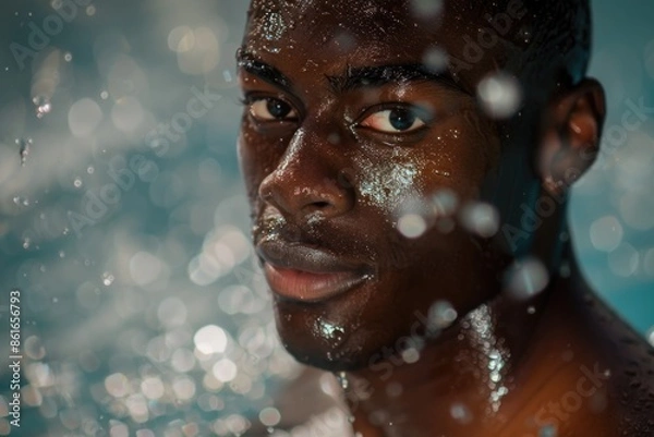 Fototapeta A close-up shot of a person submerged in water