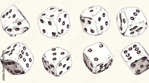 Fototapeta Dices vector sketch icon isolated on background. 