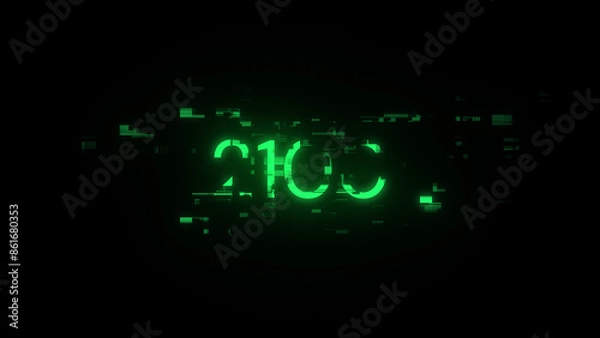 Obraz 3D rendering 2100 text with screen effects of technological glitches