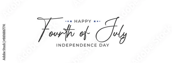 Fototapeta Happy Fourth of July Calligraphic Typography Text for USA Independence Day Background Design, Greeting Card, Cover, Banner. Vector Template