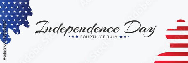 Fototapeta American Independence Day Memorial Day President Day on 4th of July Modern Calligraphic Typography Text isolated on white background greeting card banner template. Vector Illustration