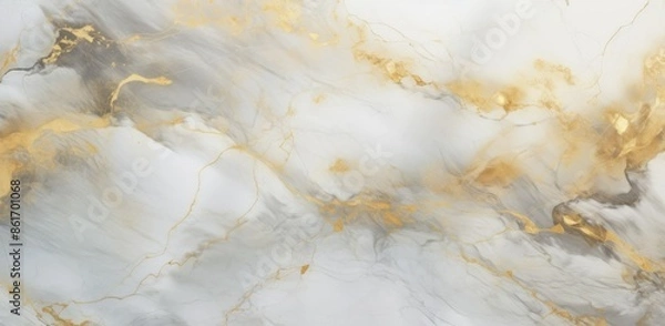 Fototapeta White and gold marble texture background design for your creative design