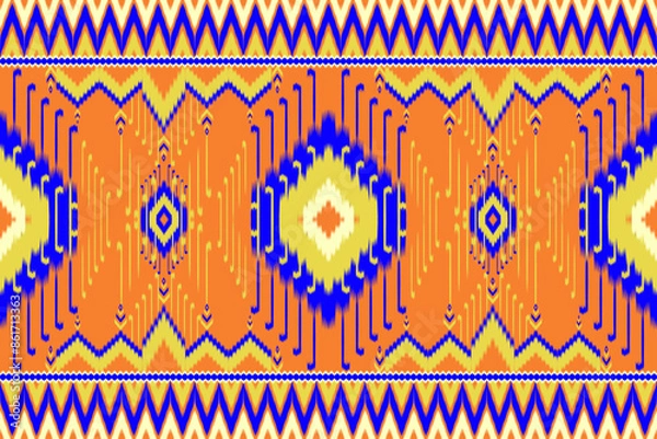 Obraz Abstract design ikat vector seamless pattern traditional.