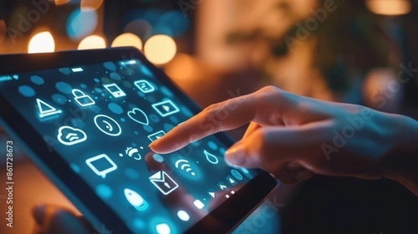 Fototapeta Digital Home Harmony Smart Tablet Control for Seamless Automation