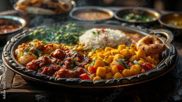 Fototapeta indian breakfast, professional food photography,generative ai