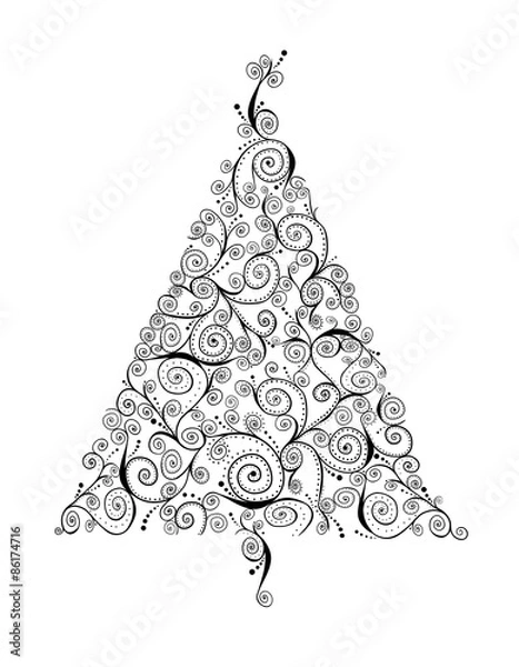 Fototapeta Curlicue Retro Christmas Tree