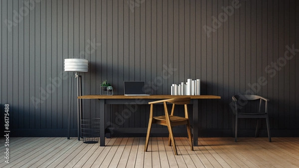 Obraz Nowoczesne wnętrza domowego biura / 3D renderowania obrazu klasycznej kompozycji